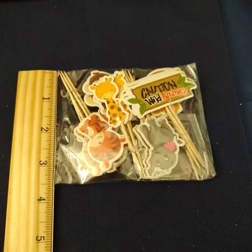 Wild Animals Cupcake Toppers, 24 Total, 8 Designs, New And Factory Sealed NWOT